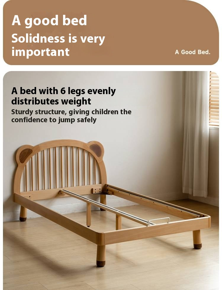 Beech Solid Wood Cartoon Bear Children's Bed