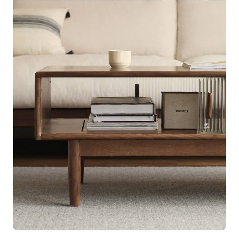 Black Walnut, Oak, Solid Rubberwood Solid Wood Modern Style Coffee Table