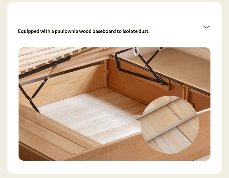 Cherry Solid Wood Storage Bed with Side Storage Drawers