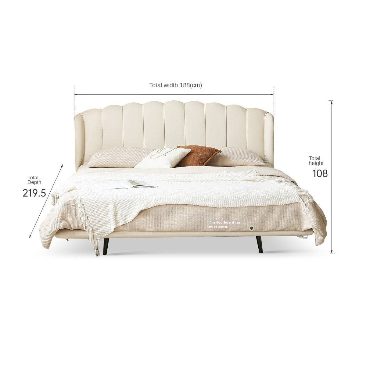 First Layer Cowhide Art Cream Suspended Bed