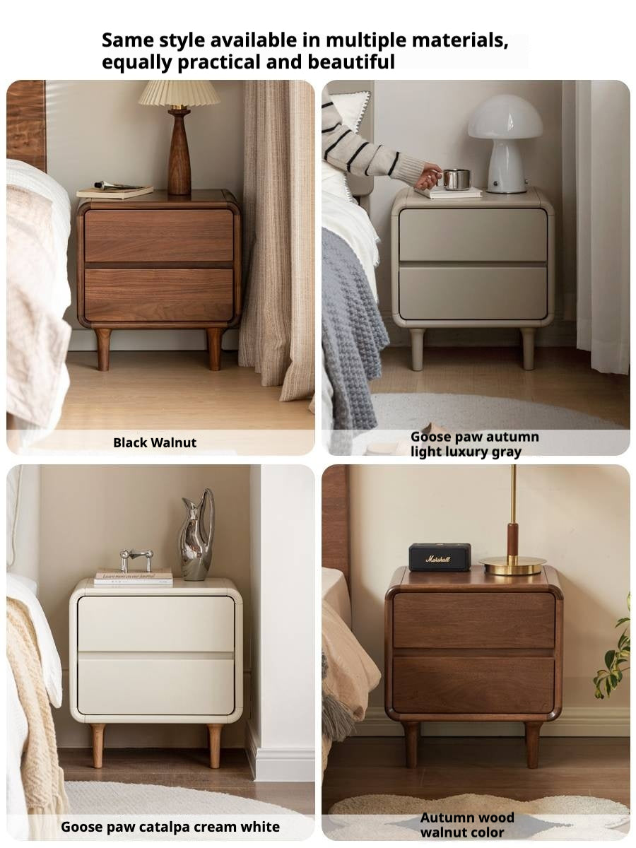 Solid Rubberwood Creamy Candy Style Nightstand.