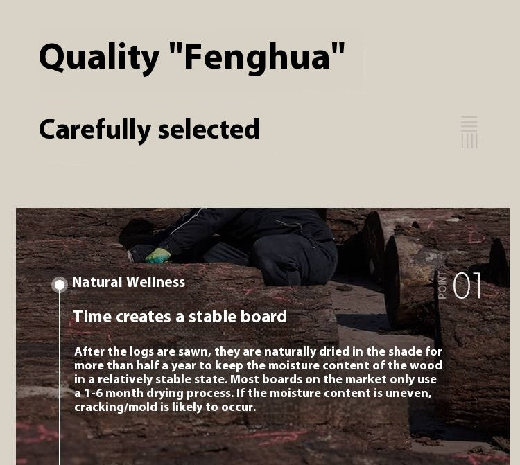 Black Walnut, Sandalwood Solid Wood Wabi Sabi Style Large Board Dining Table