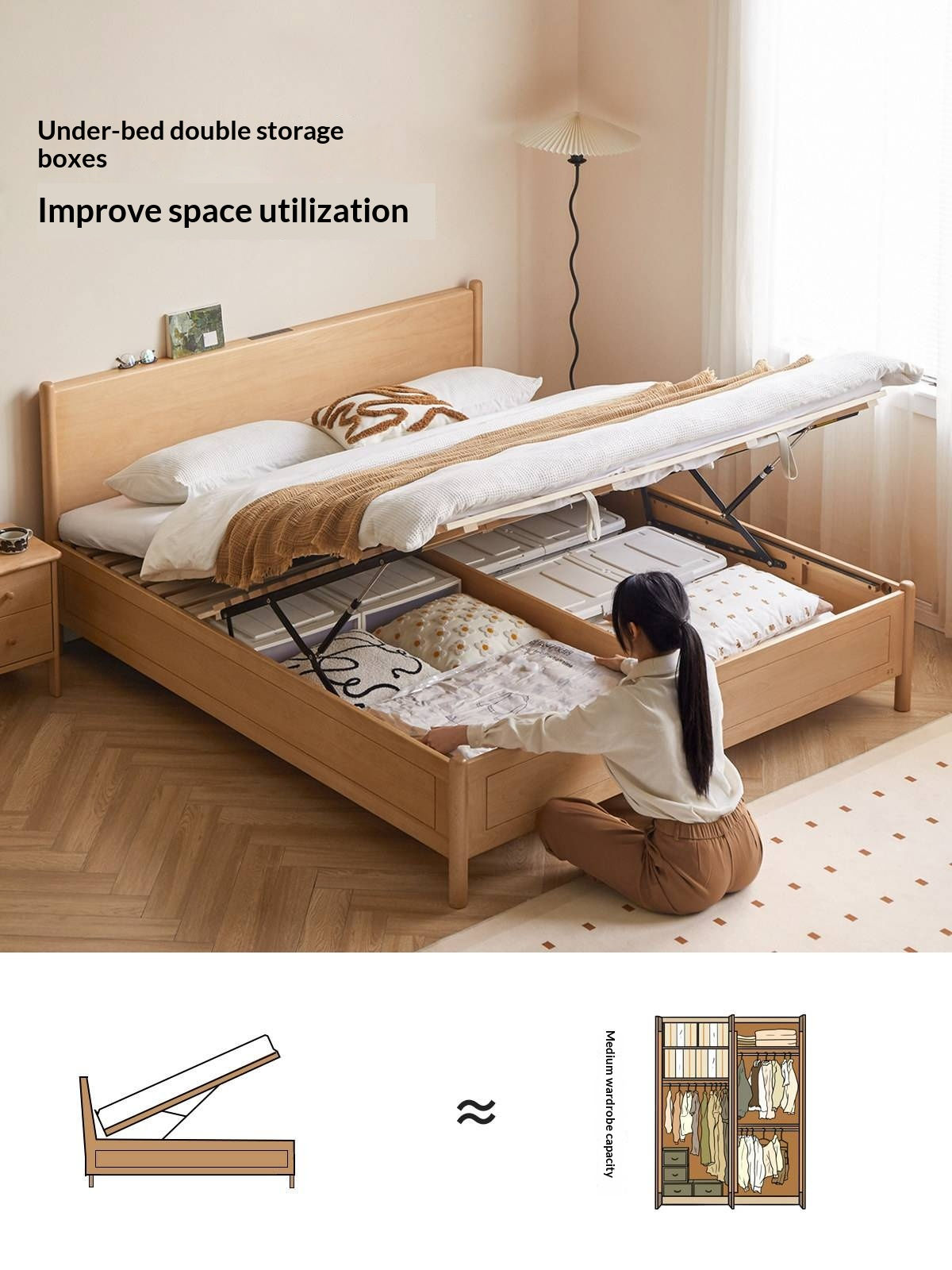 Beech Solid Wood Box Bed — Simple Design, Multi-Functional Bed