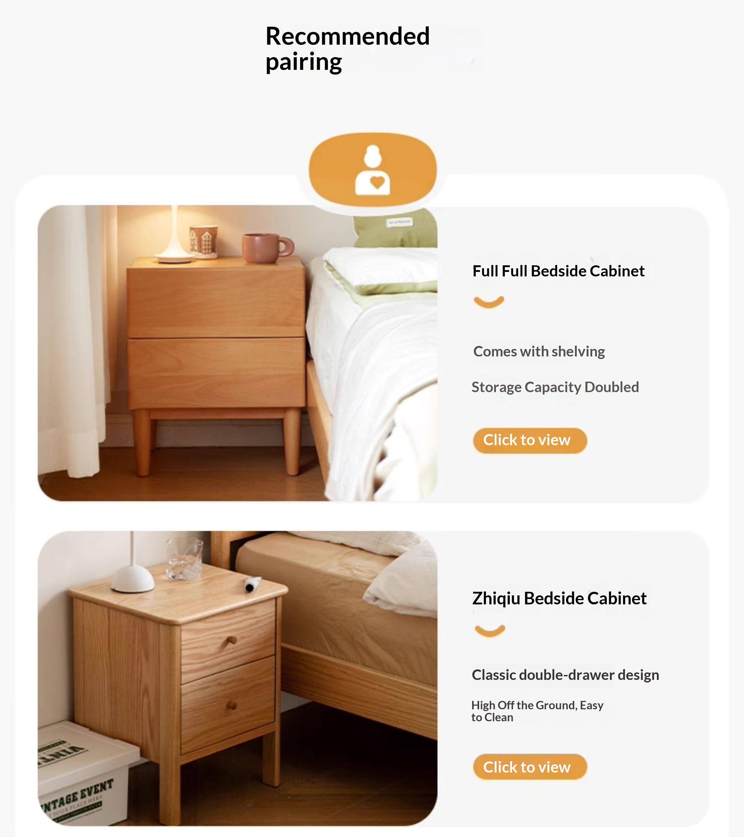 Beech Solid Wood Upholstered King Bed — Soft Headboard with Fabric Upholstery