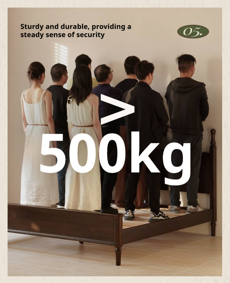 Ash Solid Wood Bed — American Retro Style