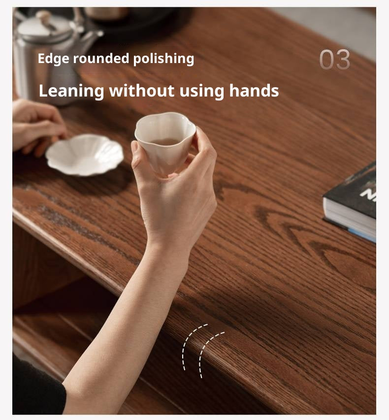 Oak, Solid Rubberwood Two-Drawer Coffee Table Walnut Color