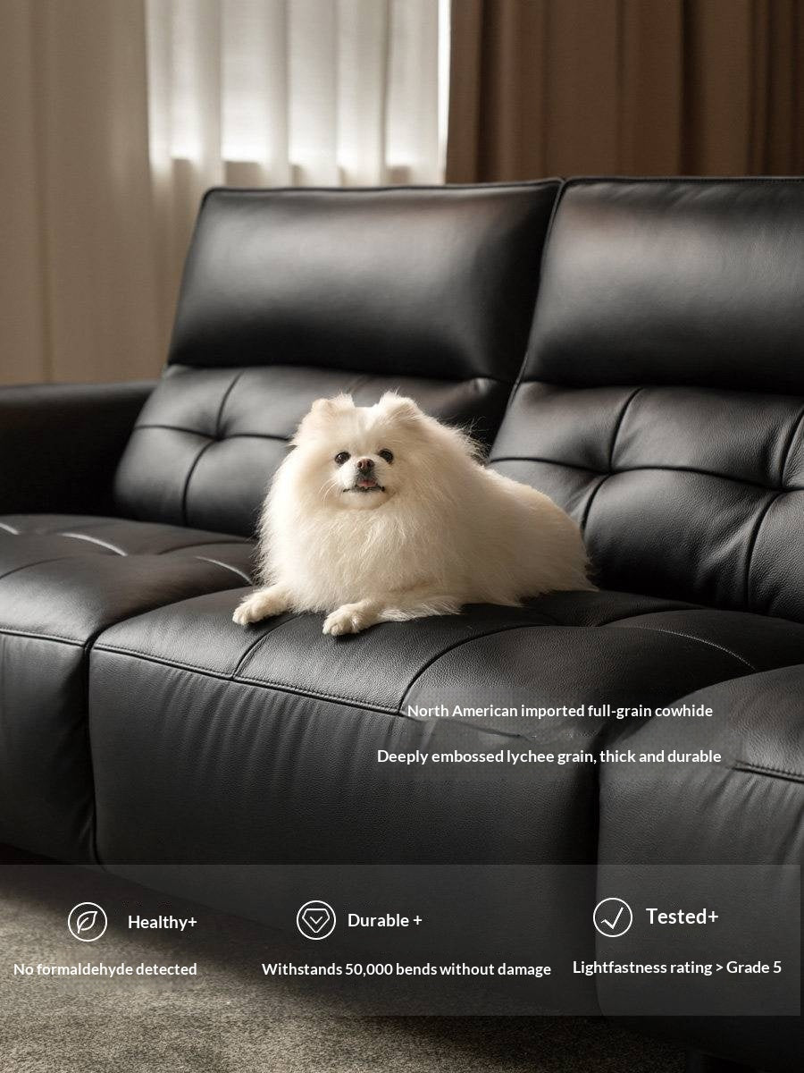 Genuine Leather Sofa, Italian Style High-Back