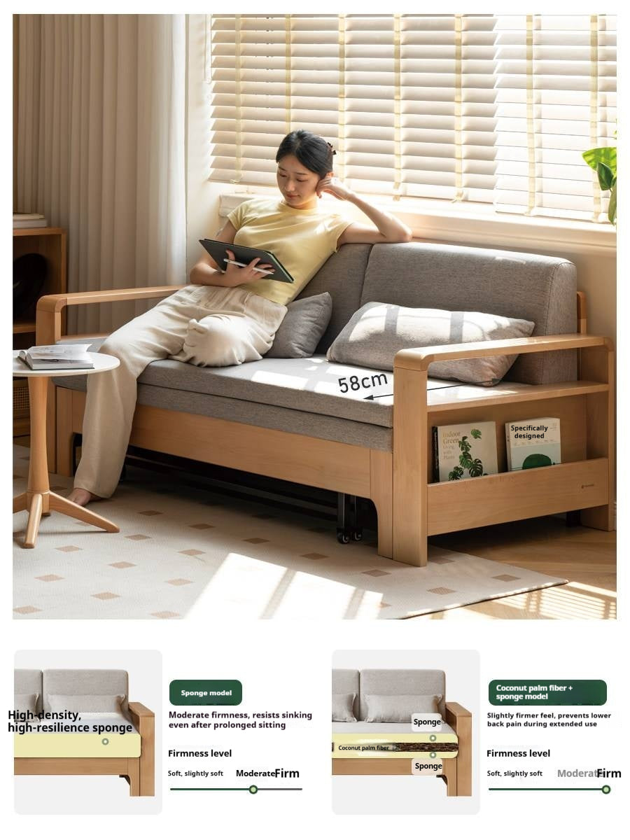 Oak Solid Wood Multi-function Sleeper Sofa.