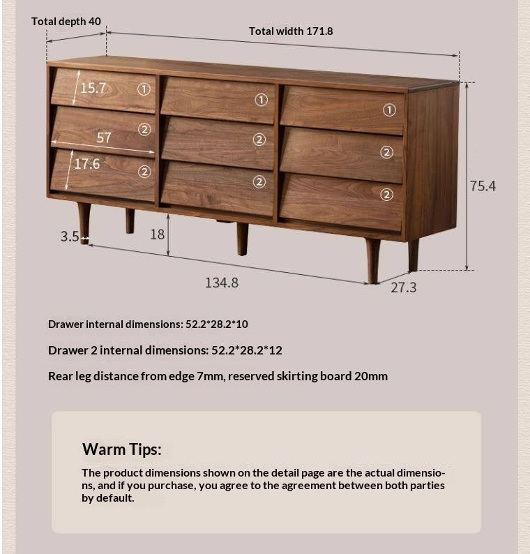 Black Walnut Solid Wood antique Style Chest of Drawers