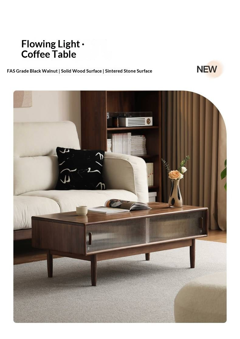 Black Walnut, Oak, Solid Rubberwood Solid Wood Modern Style Coffee Table