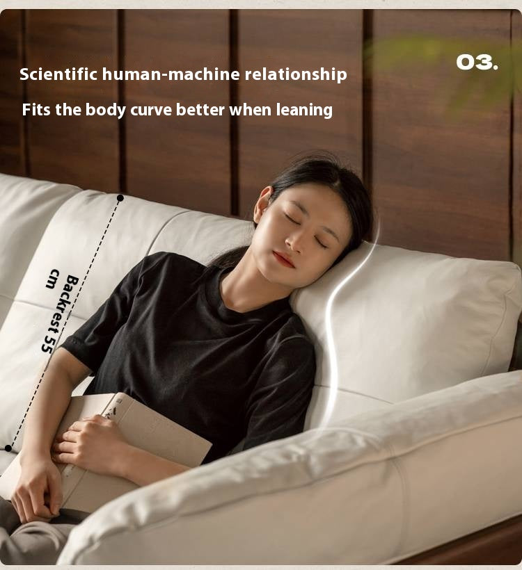 Black Walnut, Oak Solid Wood Genuine Leather Sofa Italian-Inspired