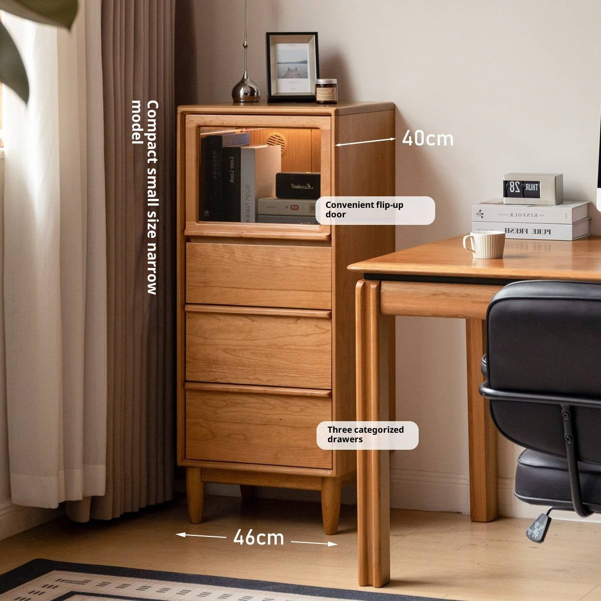 Cherry Solid Wood Mid-range Style Side Cabinet.