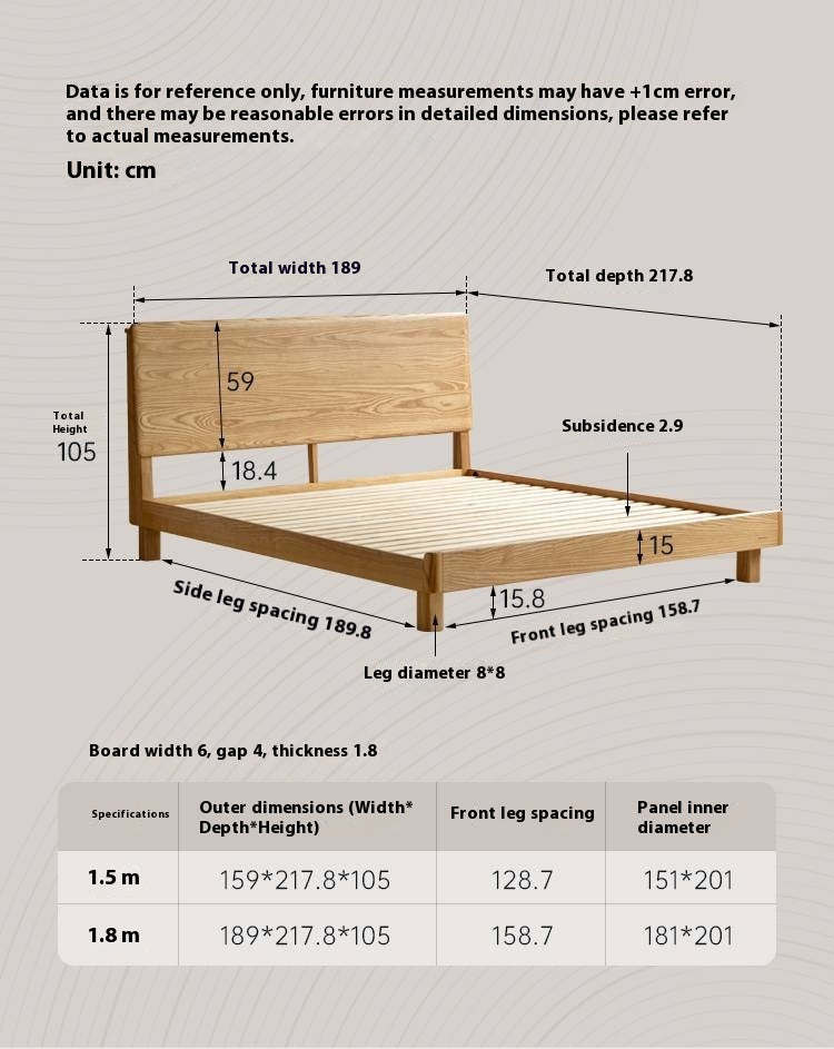 Ash, Beech Solid Wood Modern Simple Luminous Bed