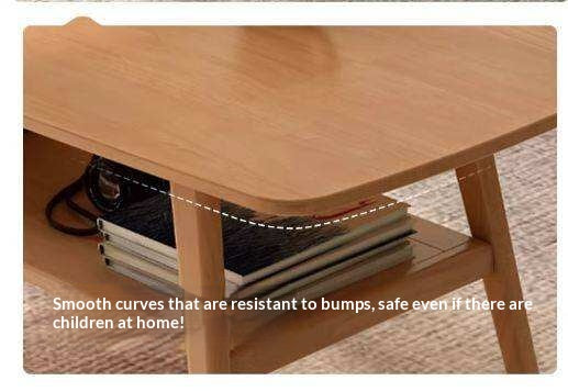 Solid RubberWood Coffee Table with Double Layer in Nordic Style