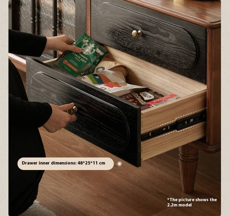 Ash Solid Wood French Retro TV Cabinet