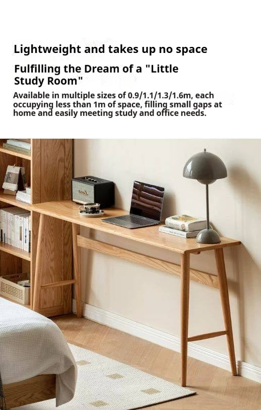 Oak, Cherry Solid Wood Narrow Office Desk
