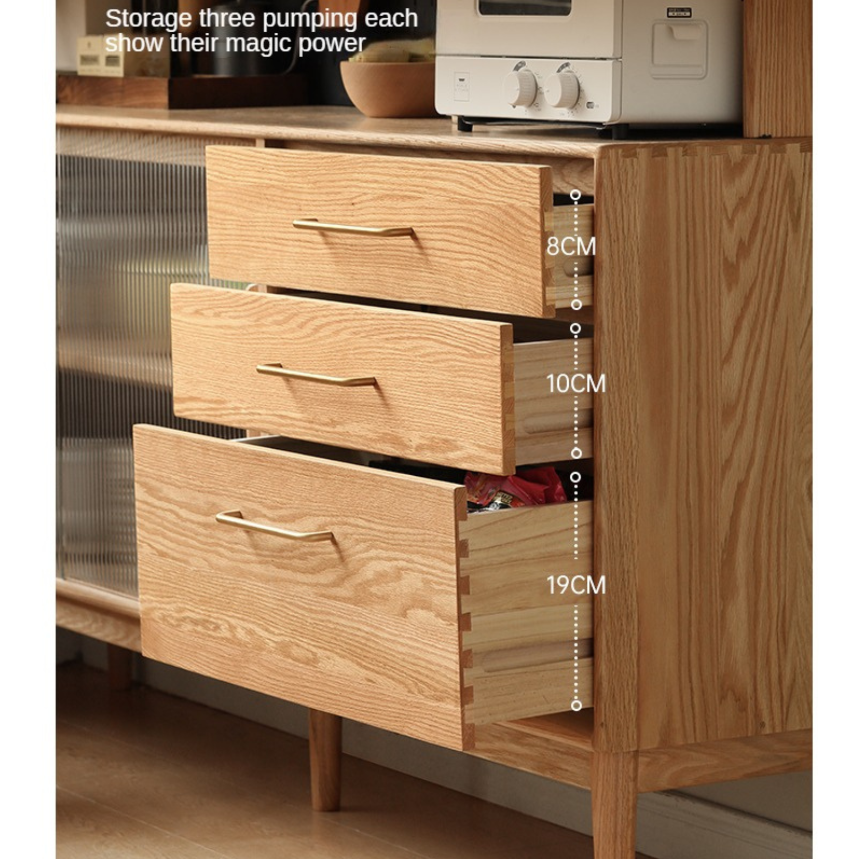 Oak Solid Wood Modern Multifunctional Sideboard