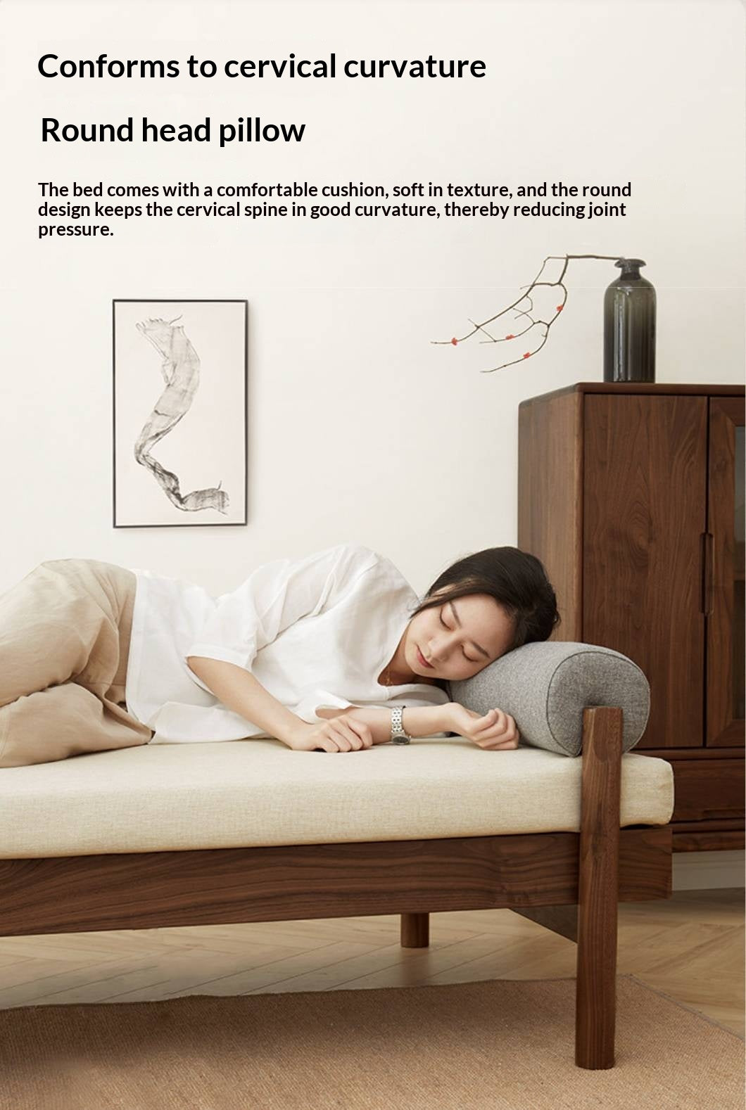 North american black walnut, Ash Solid Wood Single Sleeper Chaise Sofa Bed