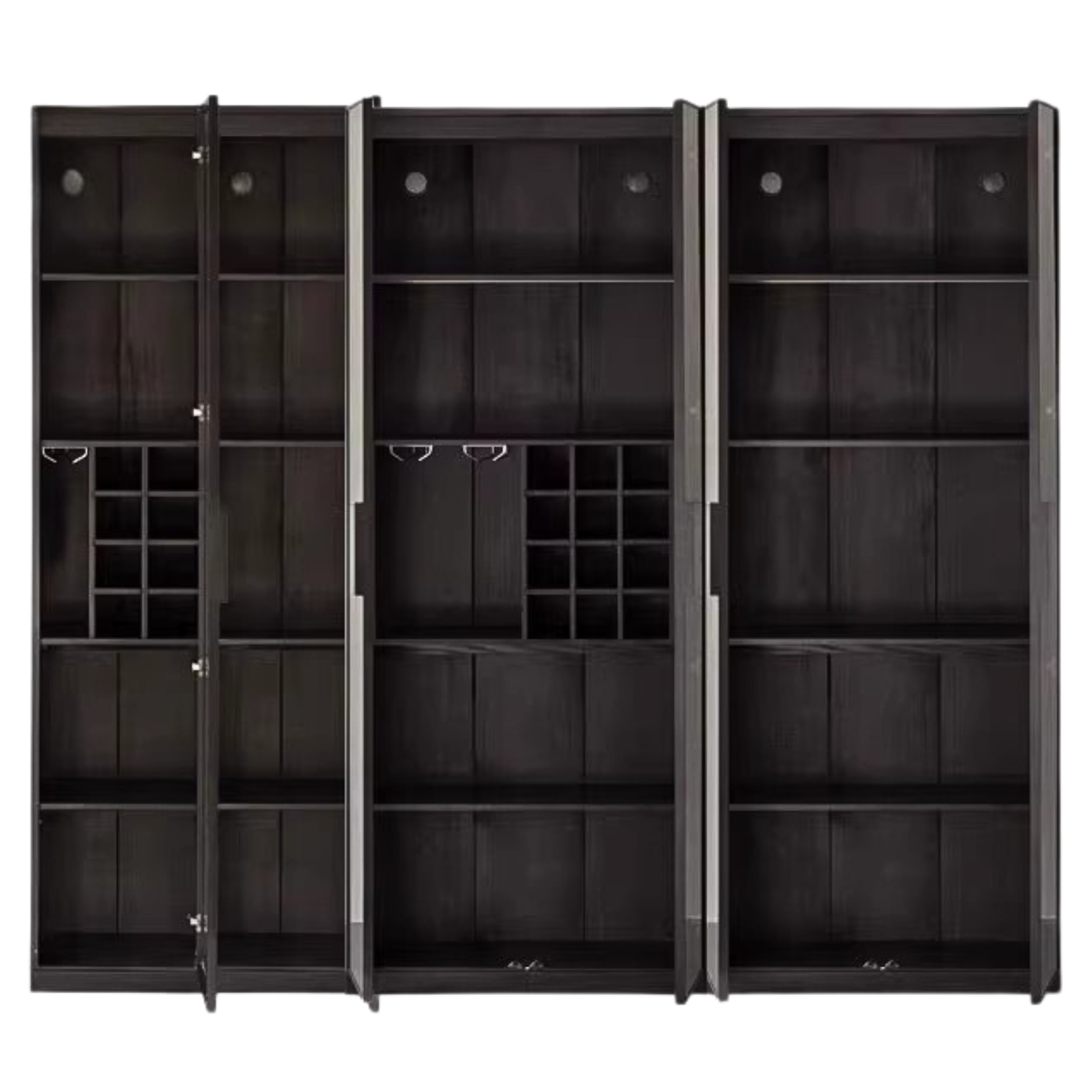 Oak Solid Wood Glass Door Display Wine Cabinet