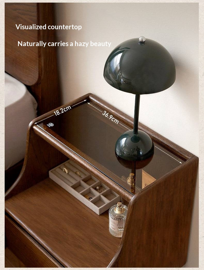 Oak Solid Wood, Solid Rubberwood Nightstand
