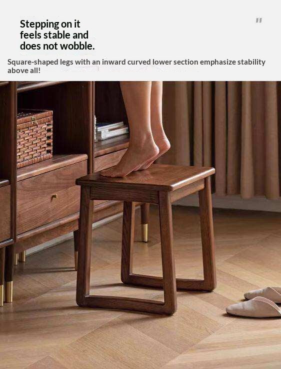 Ash Solid Wood Modern White Wax Wood Square Stool