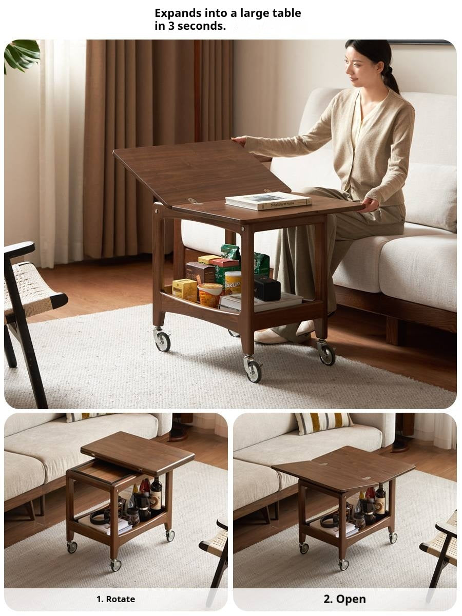 Black Walnut Solid Wood Movable Folding Modern Side Table