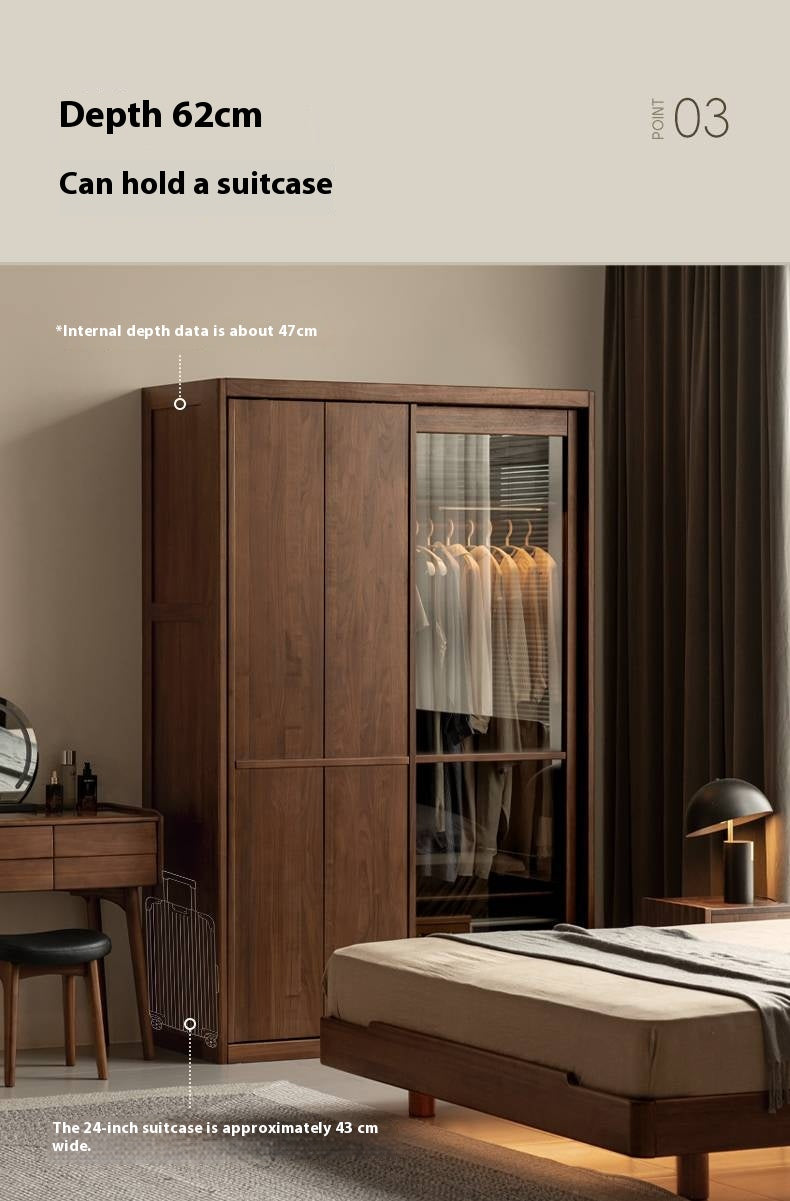 Black Walnut Solid Wood Italian Luxury Sliding Door Wardrobe