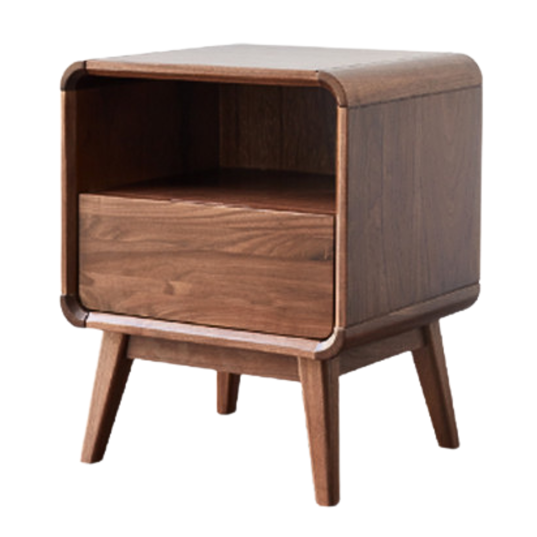 Black Walnut, Ash Solid Wood Modern Nightstand: