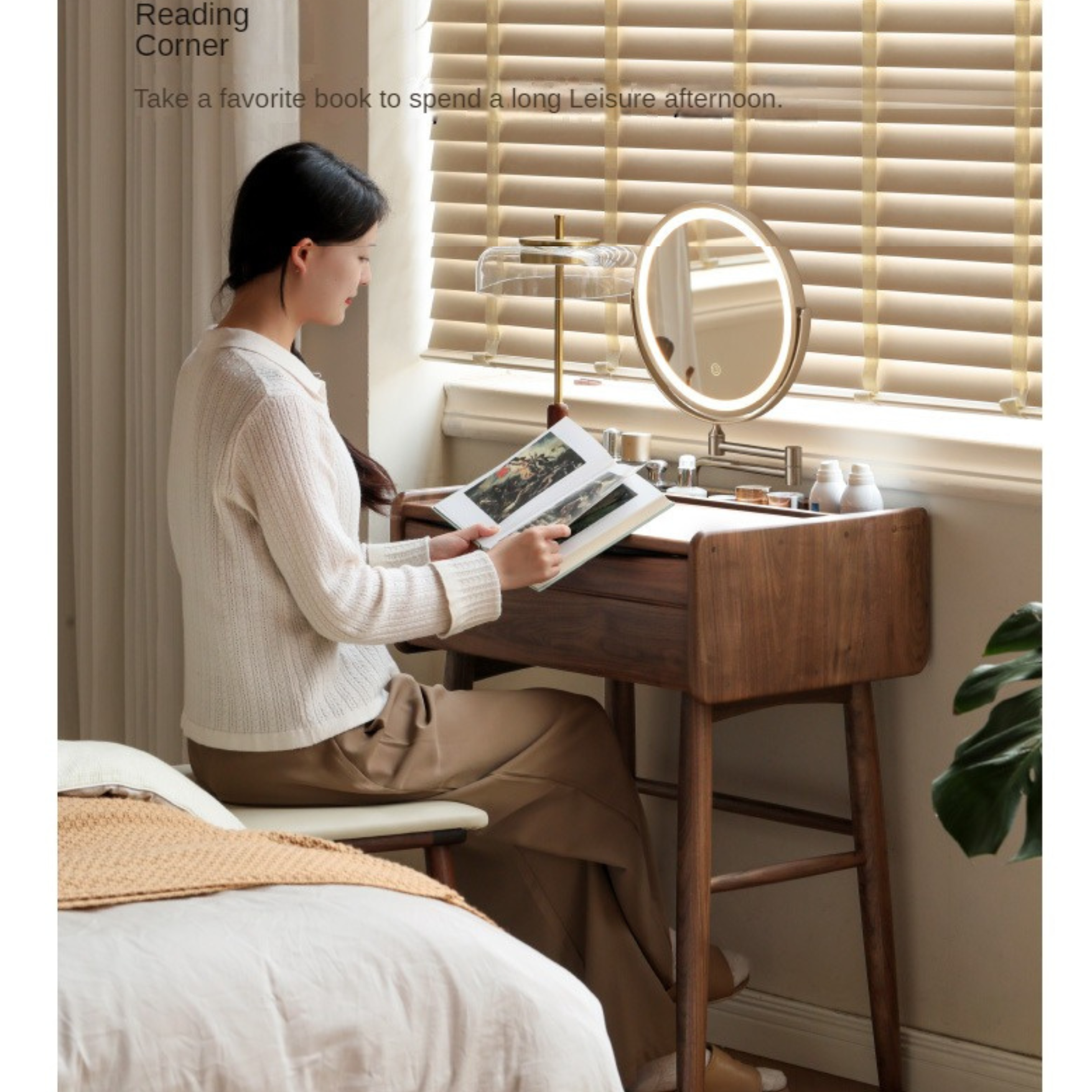 Black Walnut Solid Wood Dressing Table.