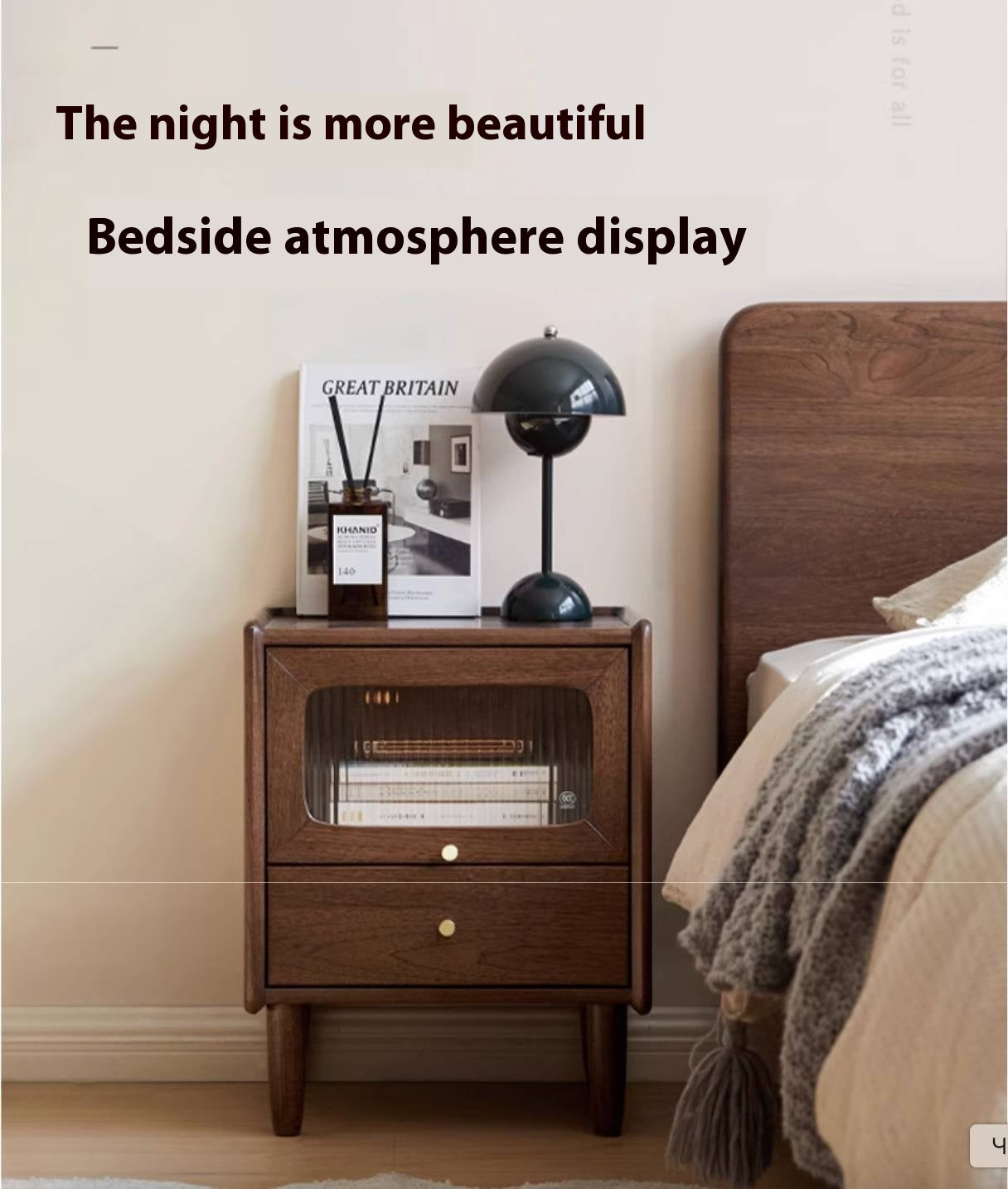 Solid Longan Hardwood, Oak Solid Wood Modern Style Nightstand