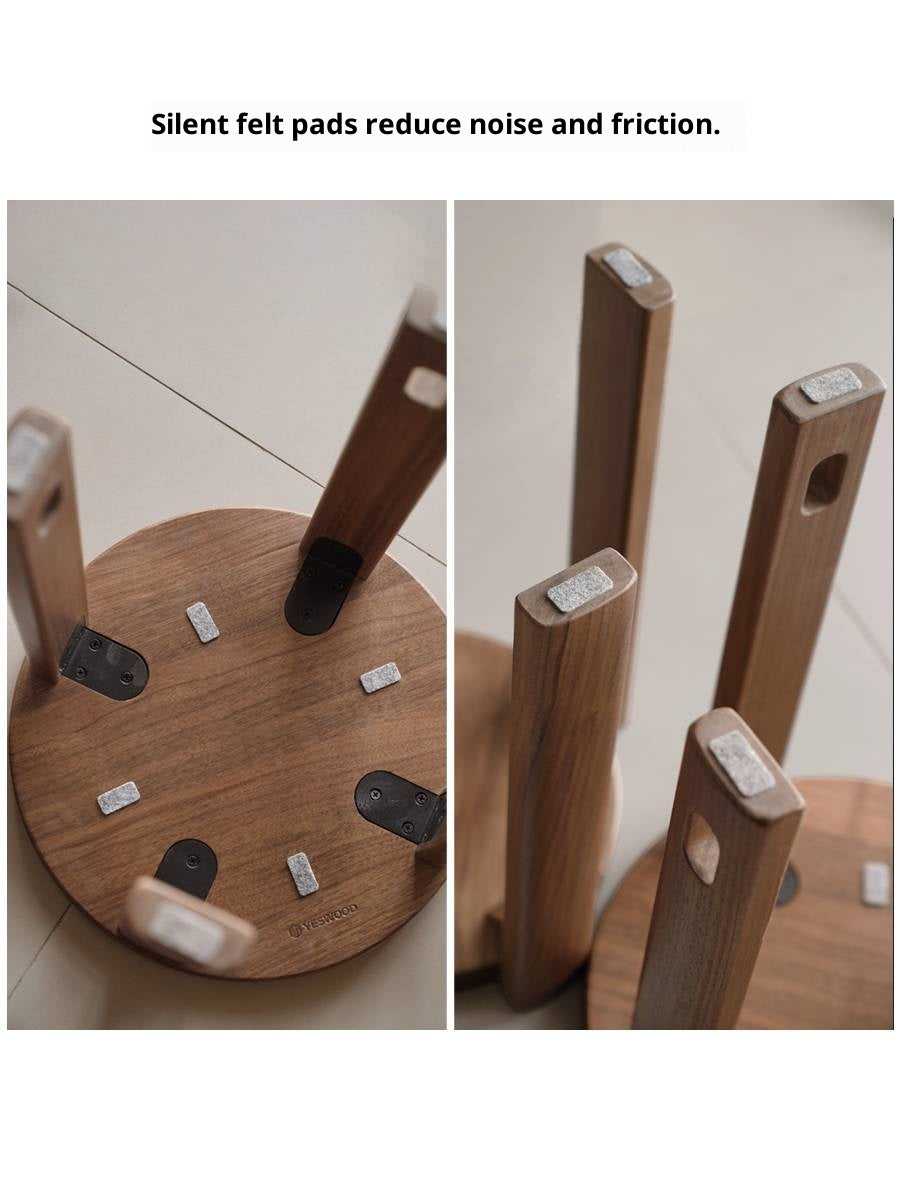 Black Walnut, Ash Oak, Solid Rubberwood Solid Wood Stacking Stool