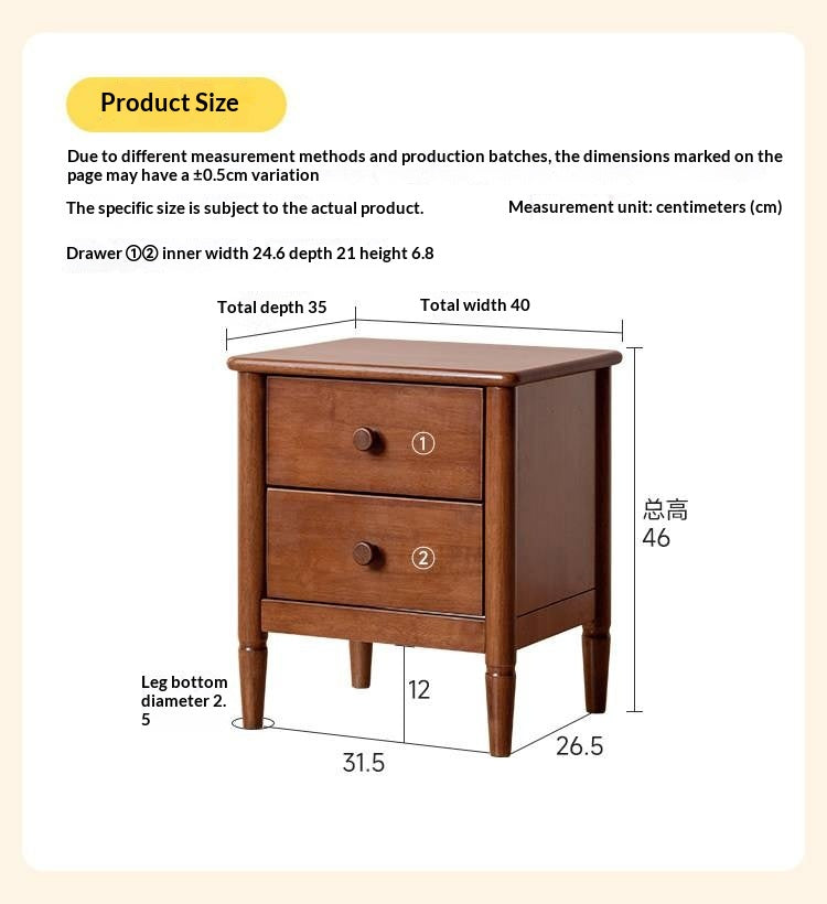 Solid Rubberwood American Retro Style Children's Nightstand