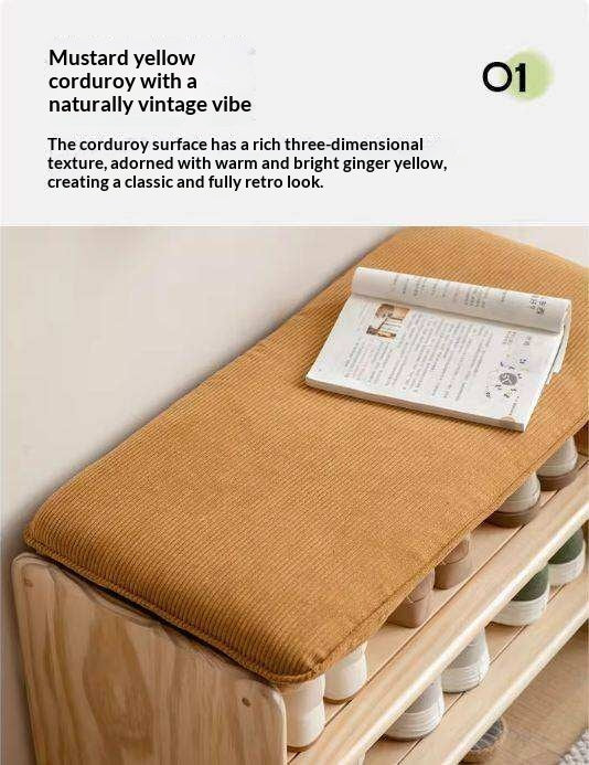 Pine Solid Wood Shoe Bench Multi-layer Log Shoe Rack