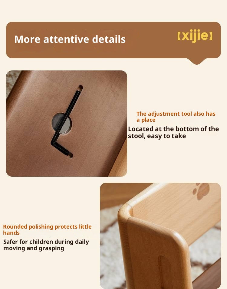 Beech Solid Wood Kids Multi-function Step Ladder Chair.