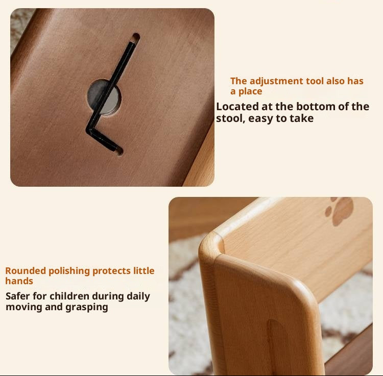 Beech Solid Wood Kids Multi-function Step Ladder Chair.