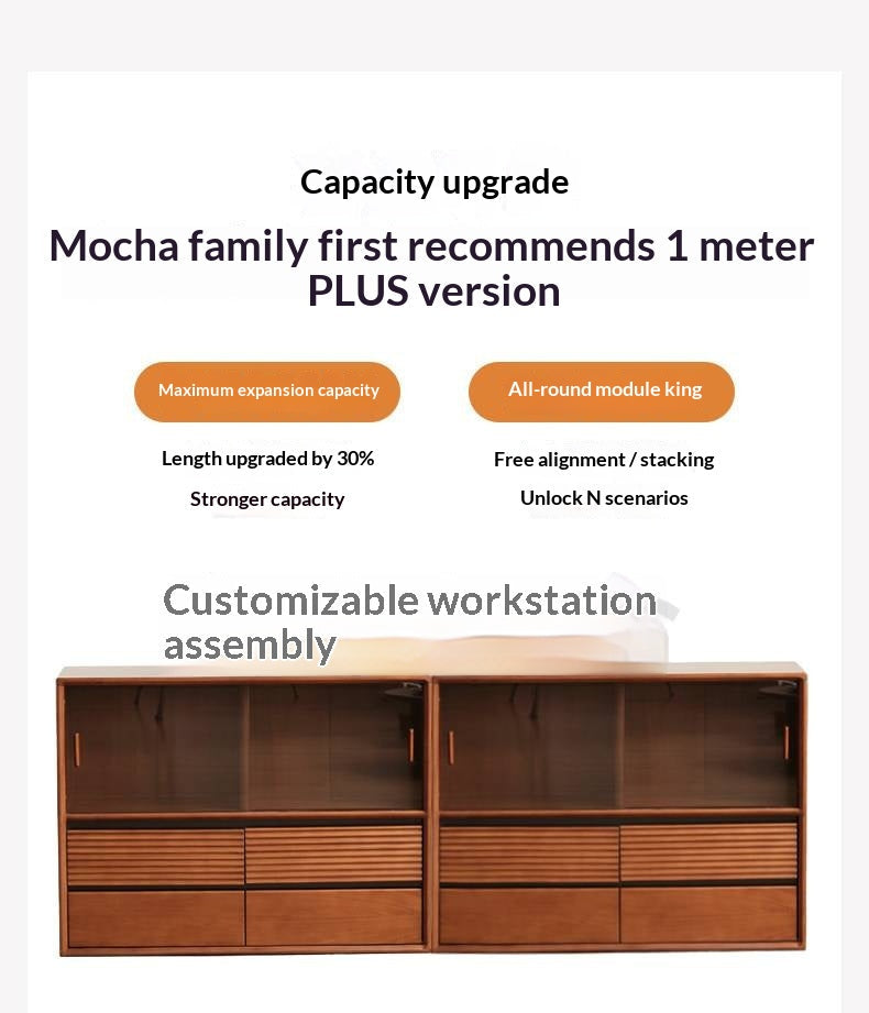 Poplar Solid Wood Vintage Style Study Storage Cabinet