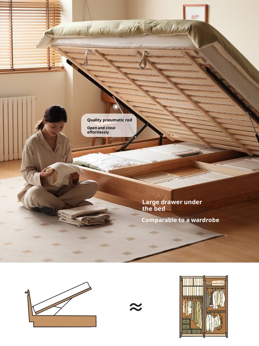 Cherry Solid Wood Night Light Suspended Box Bed