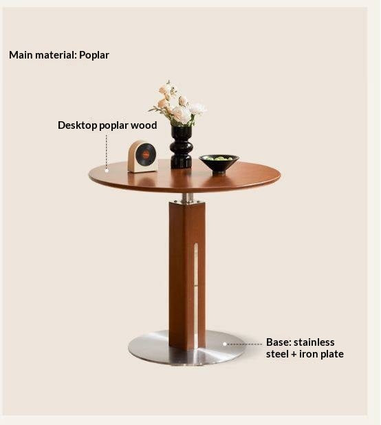 Poplar Solid Wood Vintage Round Bauhaus Style Dining Table