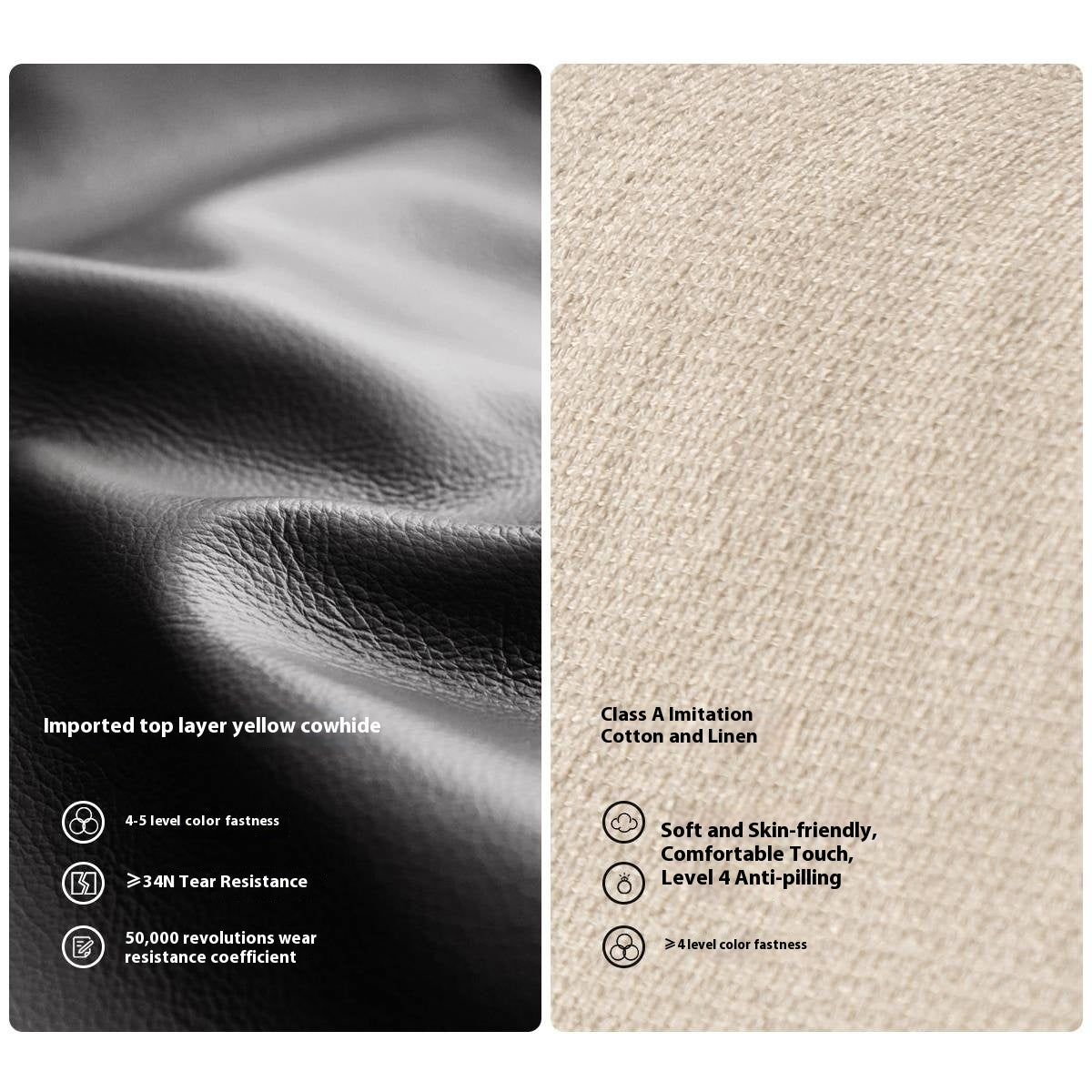 Oak, Ash Solid Wood Wabi Sabi Style Genuine Leather Sofa, fabric sofa