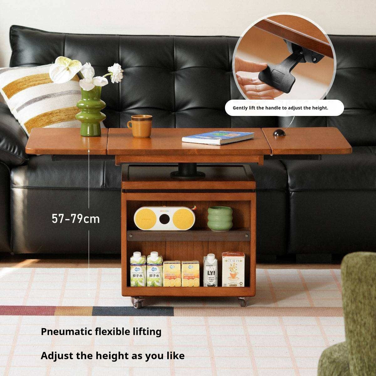 Tulipwood Solid Wood Lifting Coffee Table with Folding Square Top