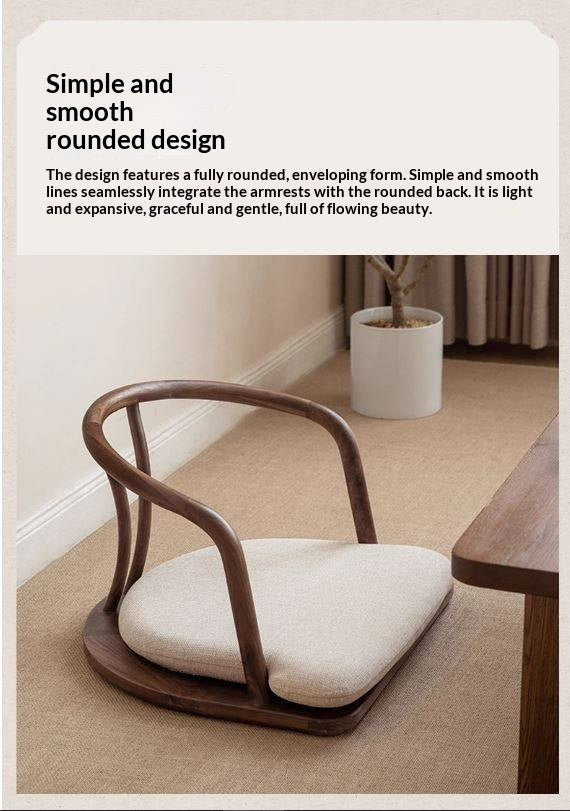 Black Walnut, Ash Solid Wood Tatami Soft Backrest Meditation Chair
