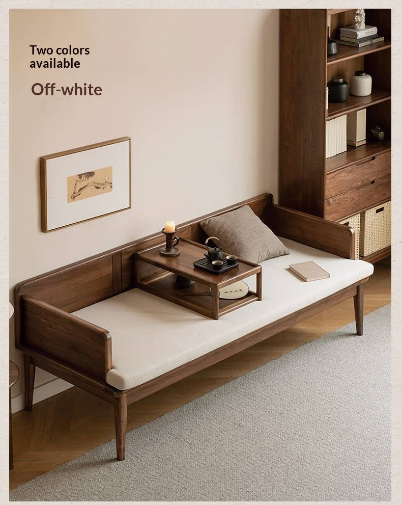 Black Walnut Solid wood Deep Seat Daybed Bench with Raised Wood Side Panels
