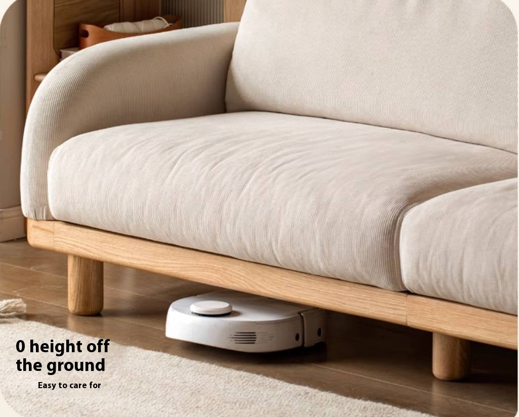 Oak Solid Wood Modern Casual High-Back White Fabric sofa