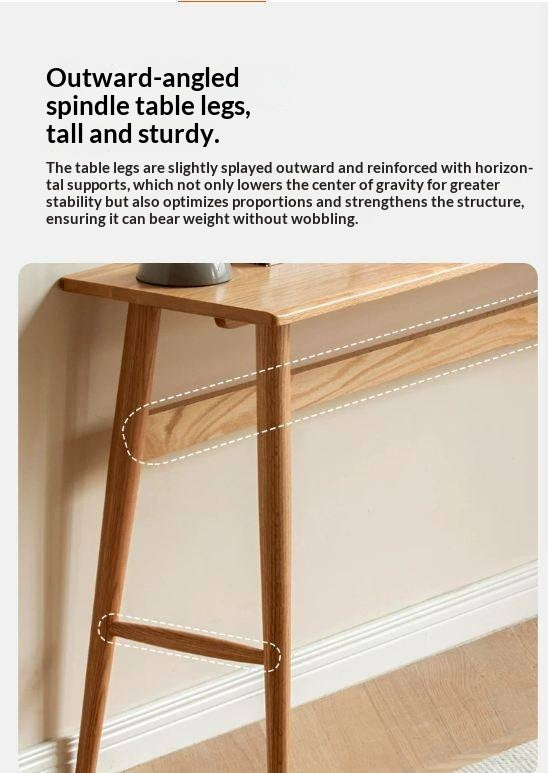 Oak, Cherry Solid Wood Narrow Office Desk