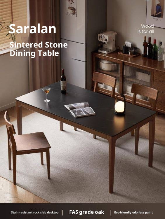 Oak Solid Wood Modern Minimalist Rock Plate Dining Table