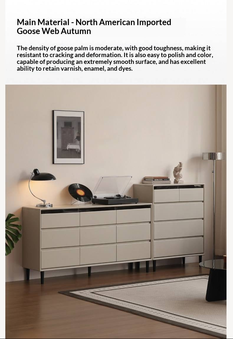 Solid Rubberwood Light Luxury Chest of Drawers