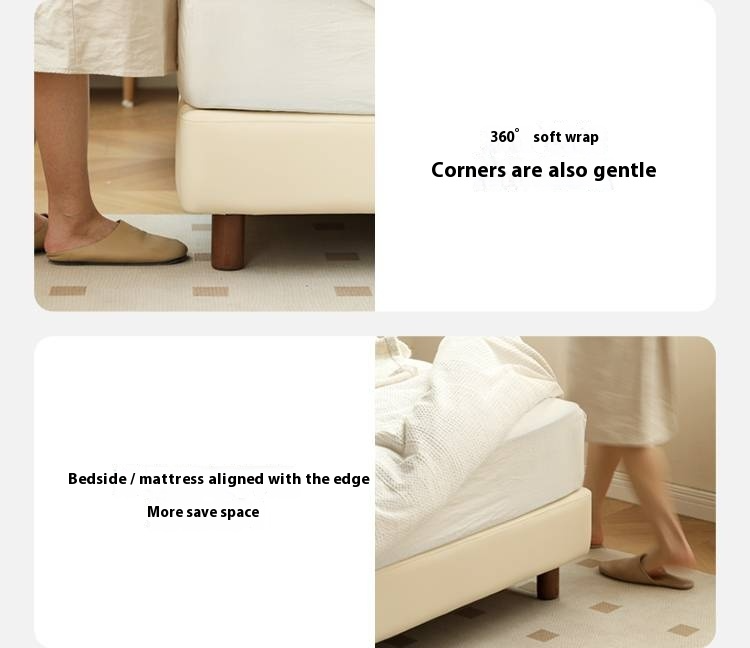 Organic Leather Art Bed Cream Cloud Soft