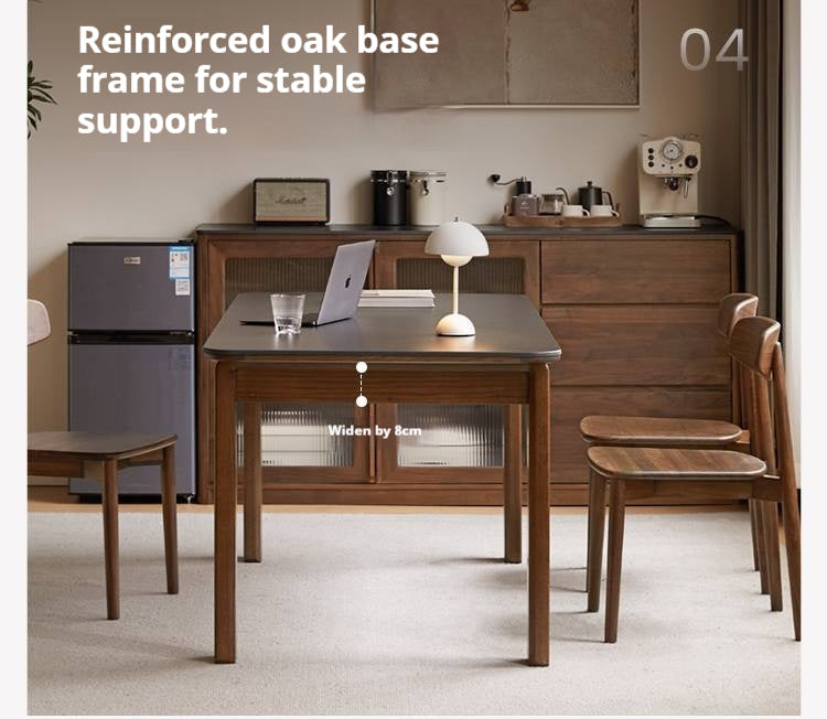 Oak Solid Wood Restaurant Light Luxury Style Rock Slab Long Table