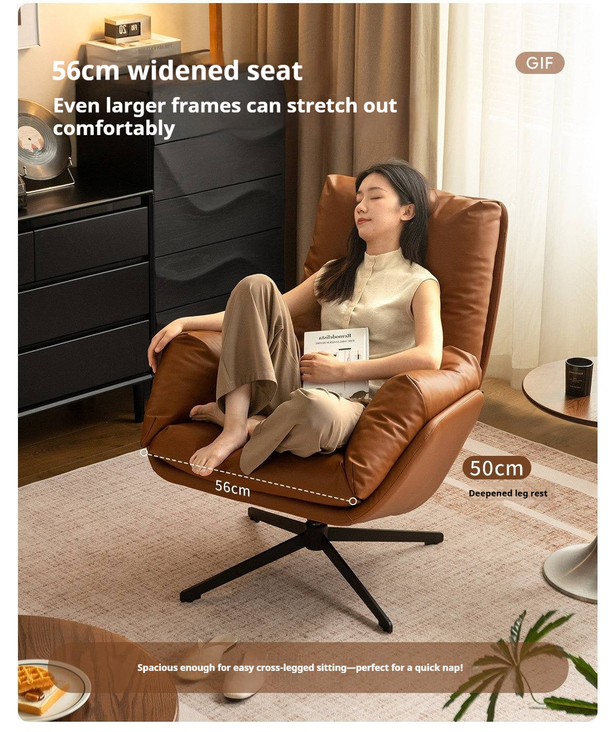 Organic Leather Italian Swivel Lounge Chair