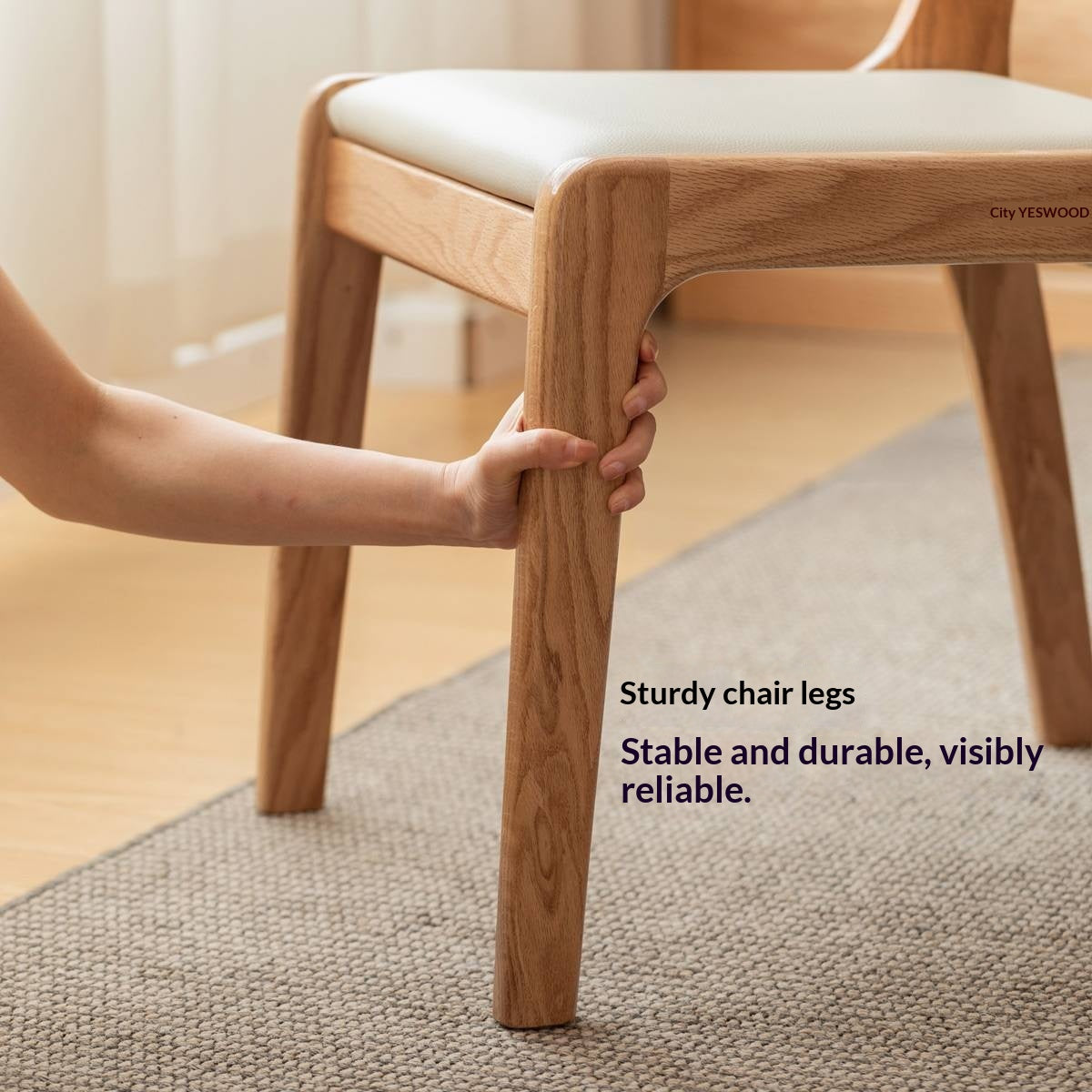 4 pcs -Oak Solid Wood Dining Chair Modern Style